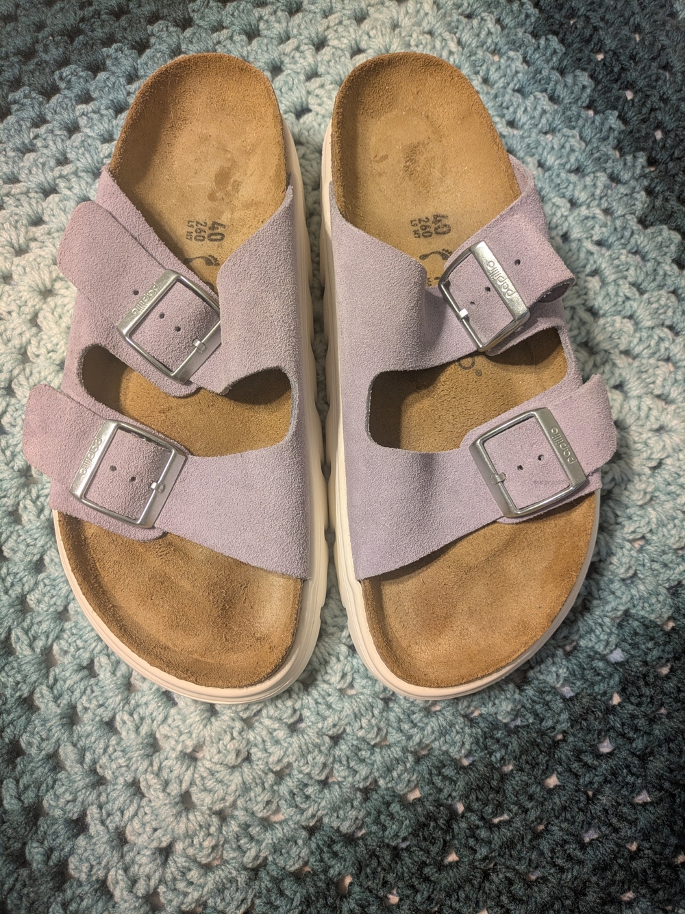 Birkenstock Papillio Lilac Suede Arizona Chunky Sandals